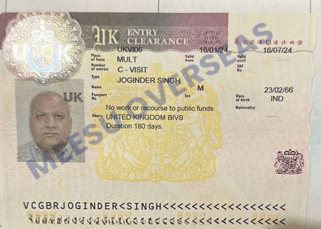 Joginder Singh UK Visa