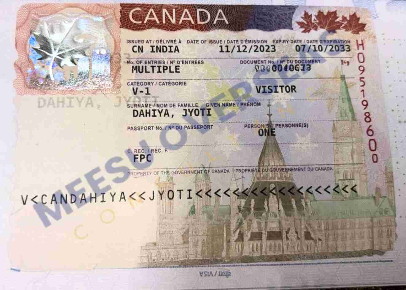 Jyoti Dahiya Canada Visitor Visa