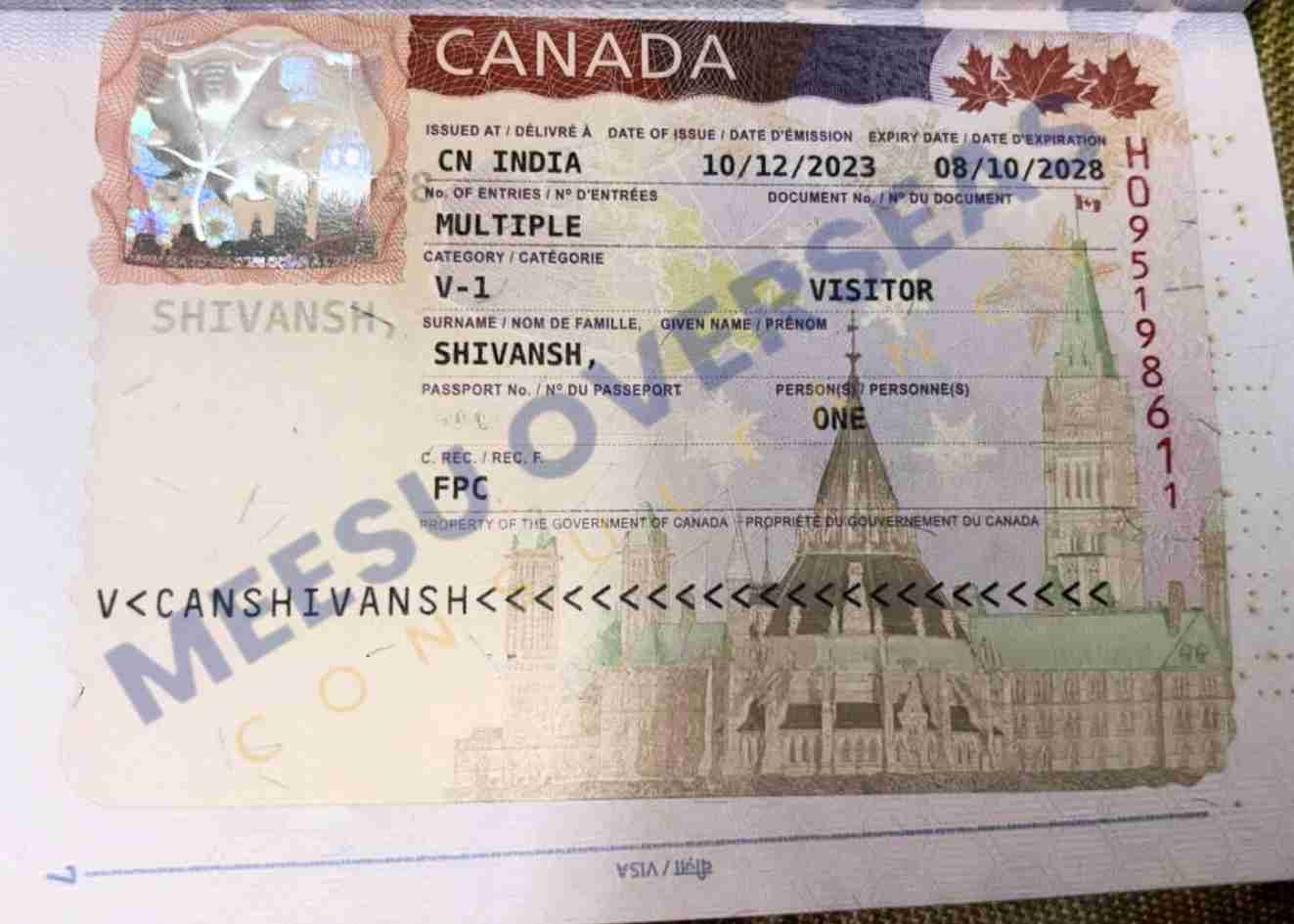 Shivansh Canada Visitor Visa