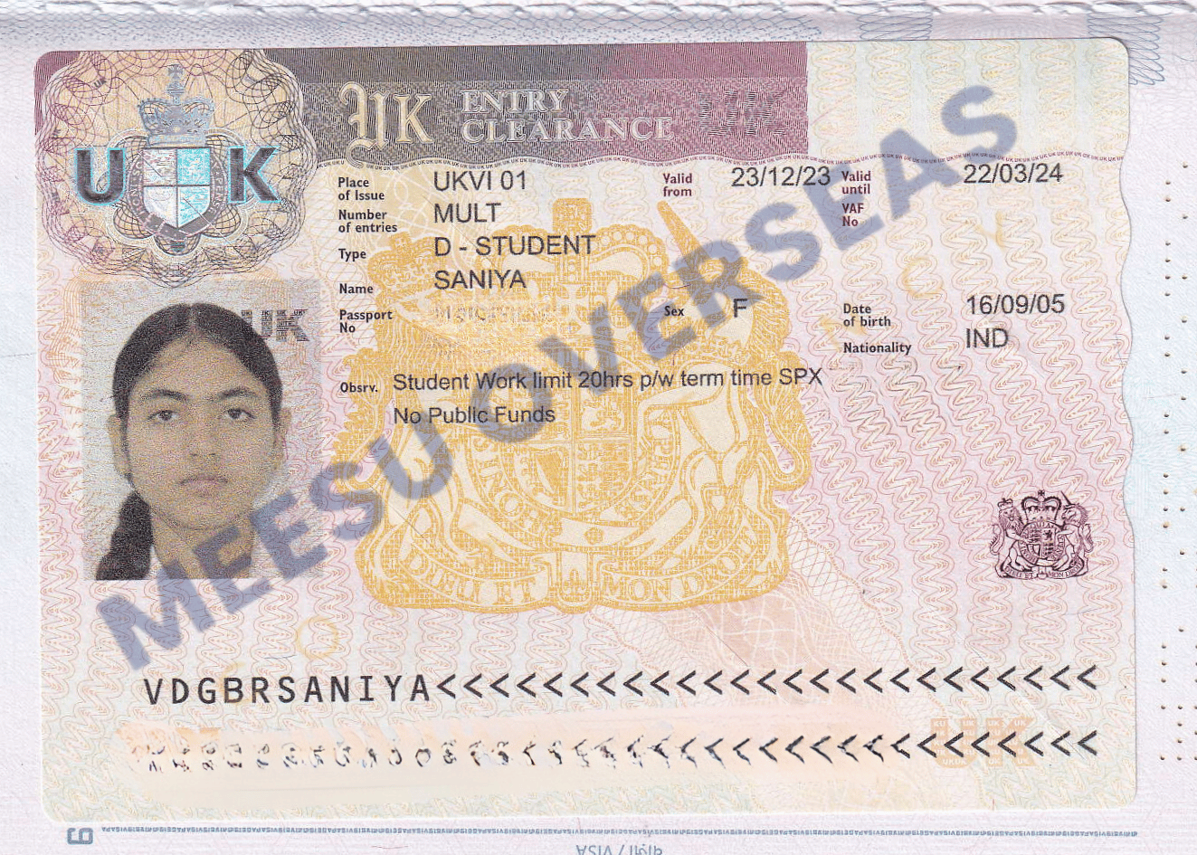 saniya UK Visa